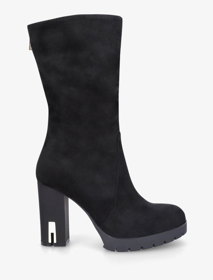 Bottines en suédine à empiècement métal au talon - Noir - 5