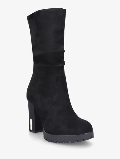 Bottines en suédine à empiècement métal au talon - Noir - 2