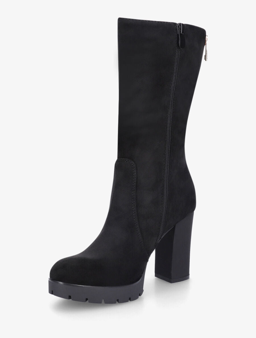 Bottines en suédine à empiècement métal au talon - Noir - 3