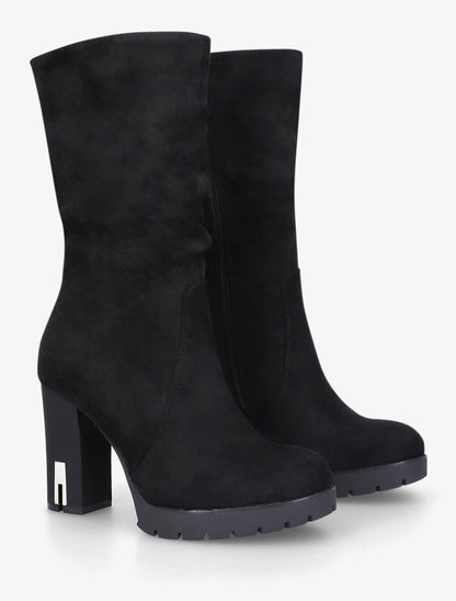 Bottines en suédine à empiècement métal au talon - Noir - 4