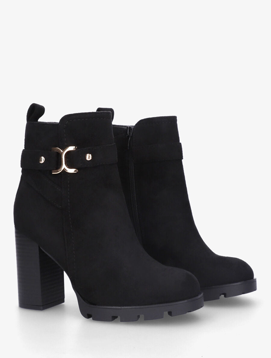Bottines en suédine à plateforme crantée - Noir - 4