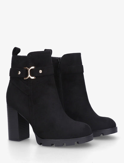 Bottines en suédine à plateforme crantée - Noir - 4