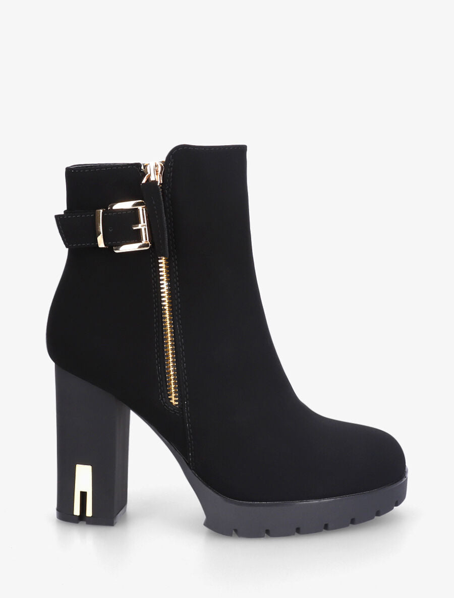 Bottines sanglées à empiècement métal au talon - Noir - 1