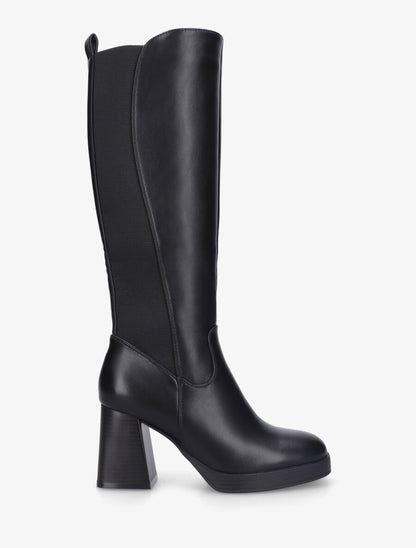Bottes élastiquées unies en simili - Noir - 5