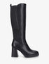 Bottes élastiquées unies en simili - Noir - 5