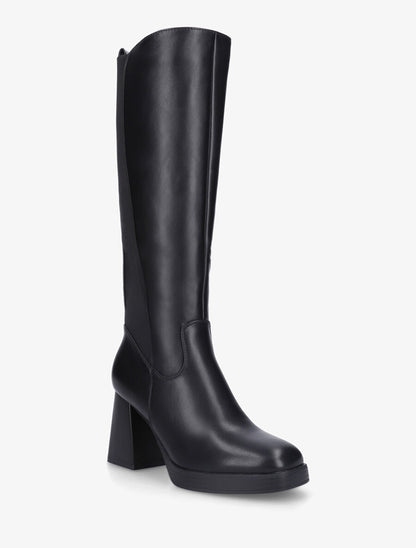 Bottes élastiquées unies en simili - Noir - 2