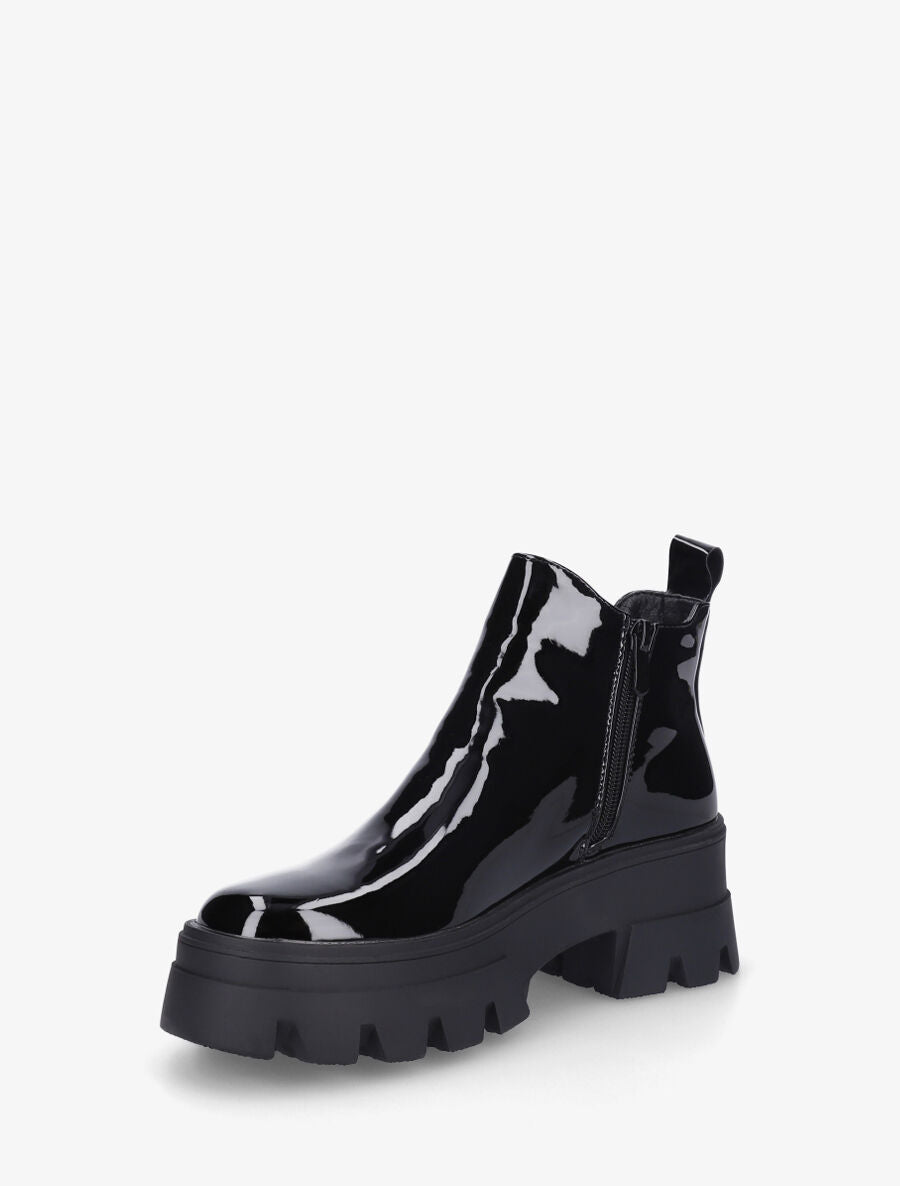Chelsea boots vernies à semelle crantée - Noir - 3