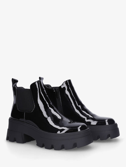 Chelsea boots vernies à semelle crantée - Noir - 4