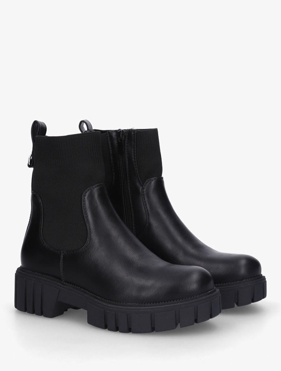 Bottines unies style chaussettes - Noir - 4