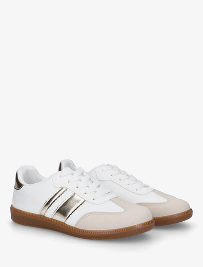 Sneakers en simili bi-matière - Or - 4