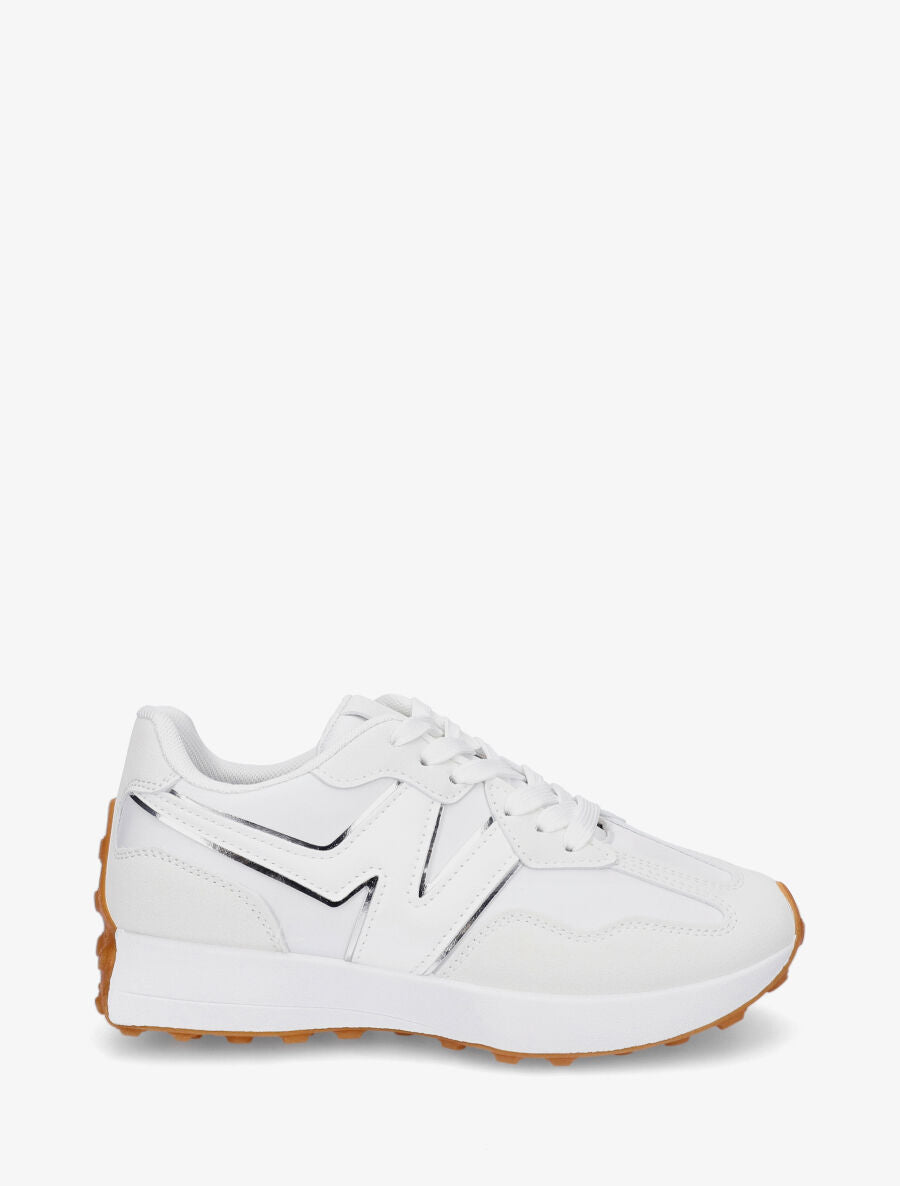 Baskets en simili bi-matière - Blanc - 5
