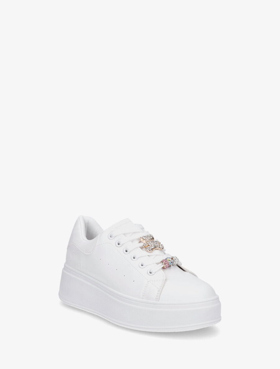 Sneakers à bijoux strassés - Blanc - 2