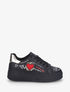 Sneakers à plateforme avec flocage et empiècement coeur - Noir - 5
