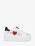 Sneakers à plateforme avec flocage et empiècement coeur - Blanc - 1