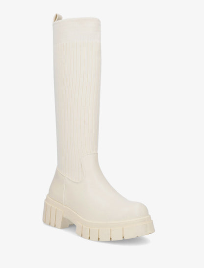Bottes style chaussettes - Beige - 2