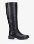 Bottes élastiquées en simili à empiècement métal au talon - Noir - 5