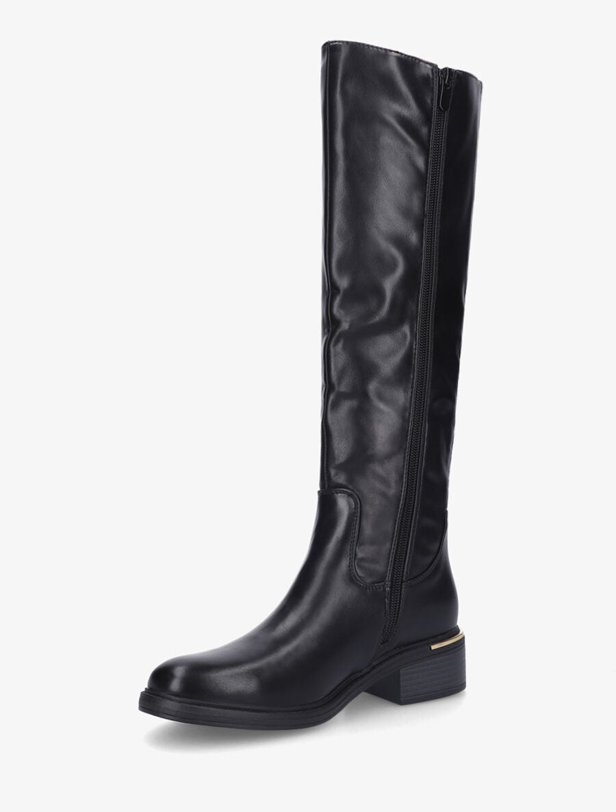 Bottes élastiquées en simili à empiècement métal au talon - Noir - 3
