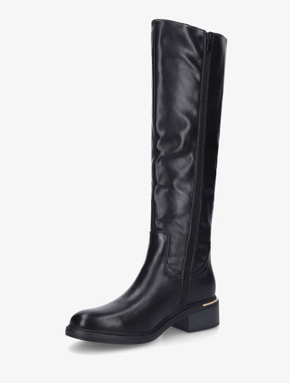 Bottes élastiquées en simili à empiècement métal au talon - Noir - 3