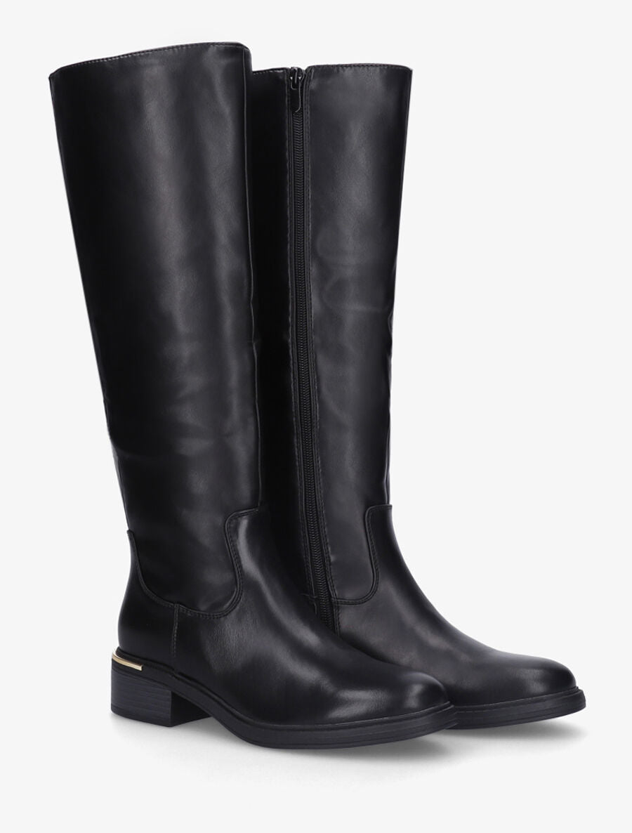 Bottes élastiquées en simili à empiècement métal au talon - Noir - 4