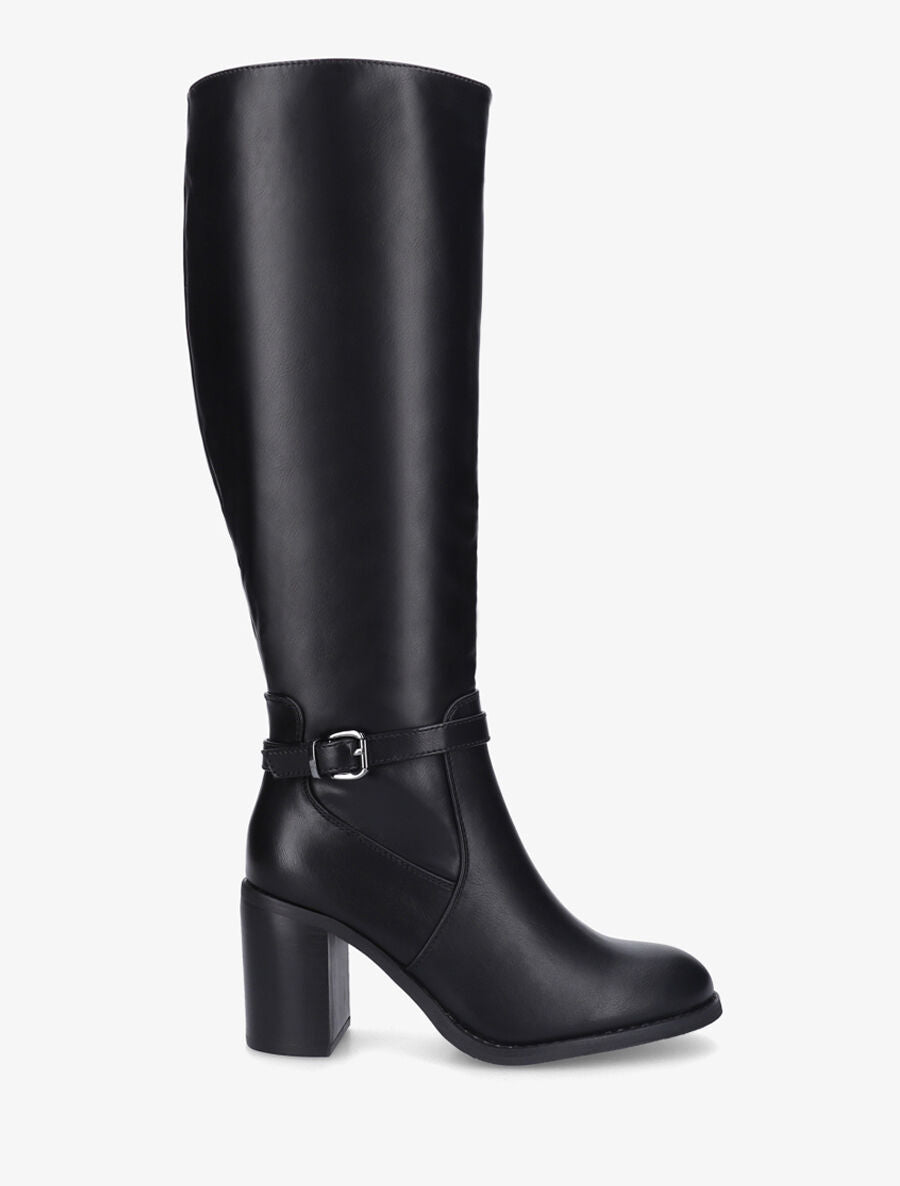 Bottes en simili à talon haut - Noir - 5