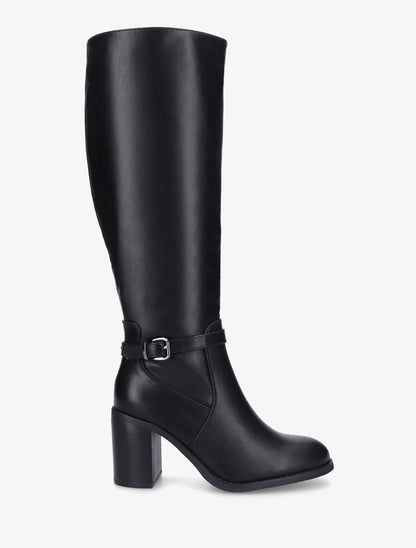 Bottes en simili à talon haut - Noir - 5