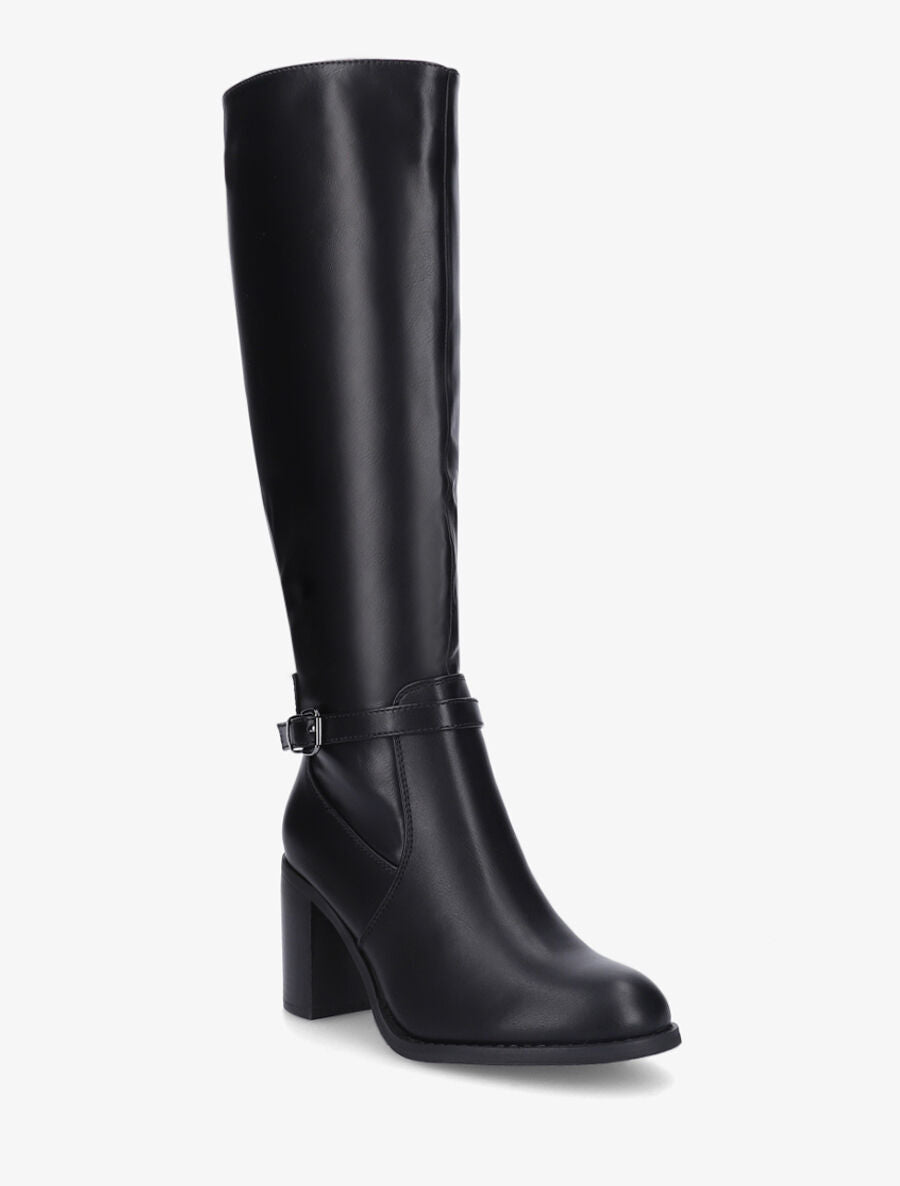 Bottes en simili à talon haut - Noir - 2