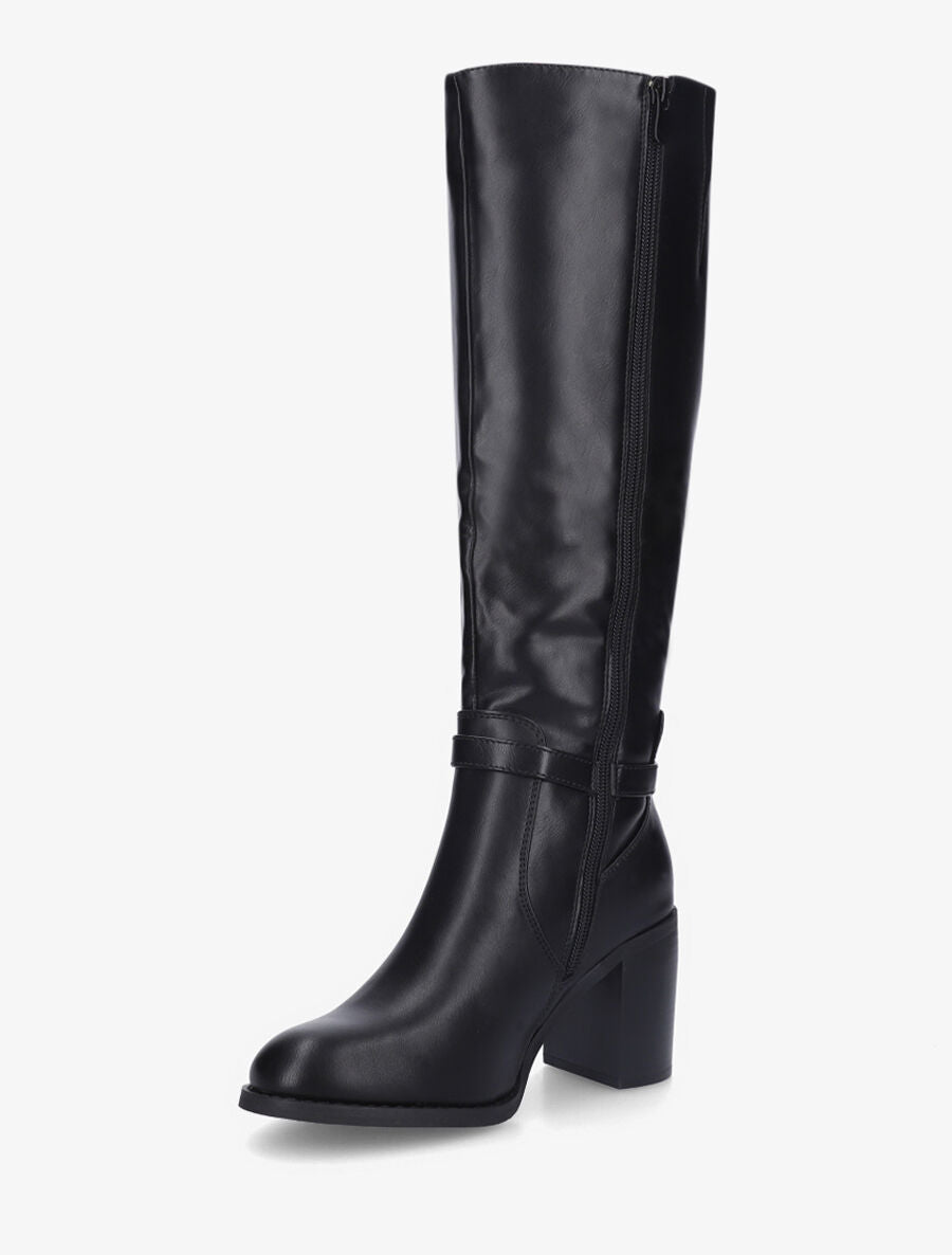 Bottes en simili à talon haut - Noir - 3