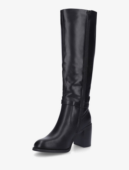 Bottes en simili à talon haut - Noir - 3