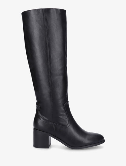 Bottes unies en simili à talon - Noir - 5