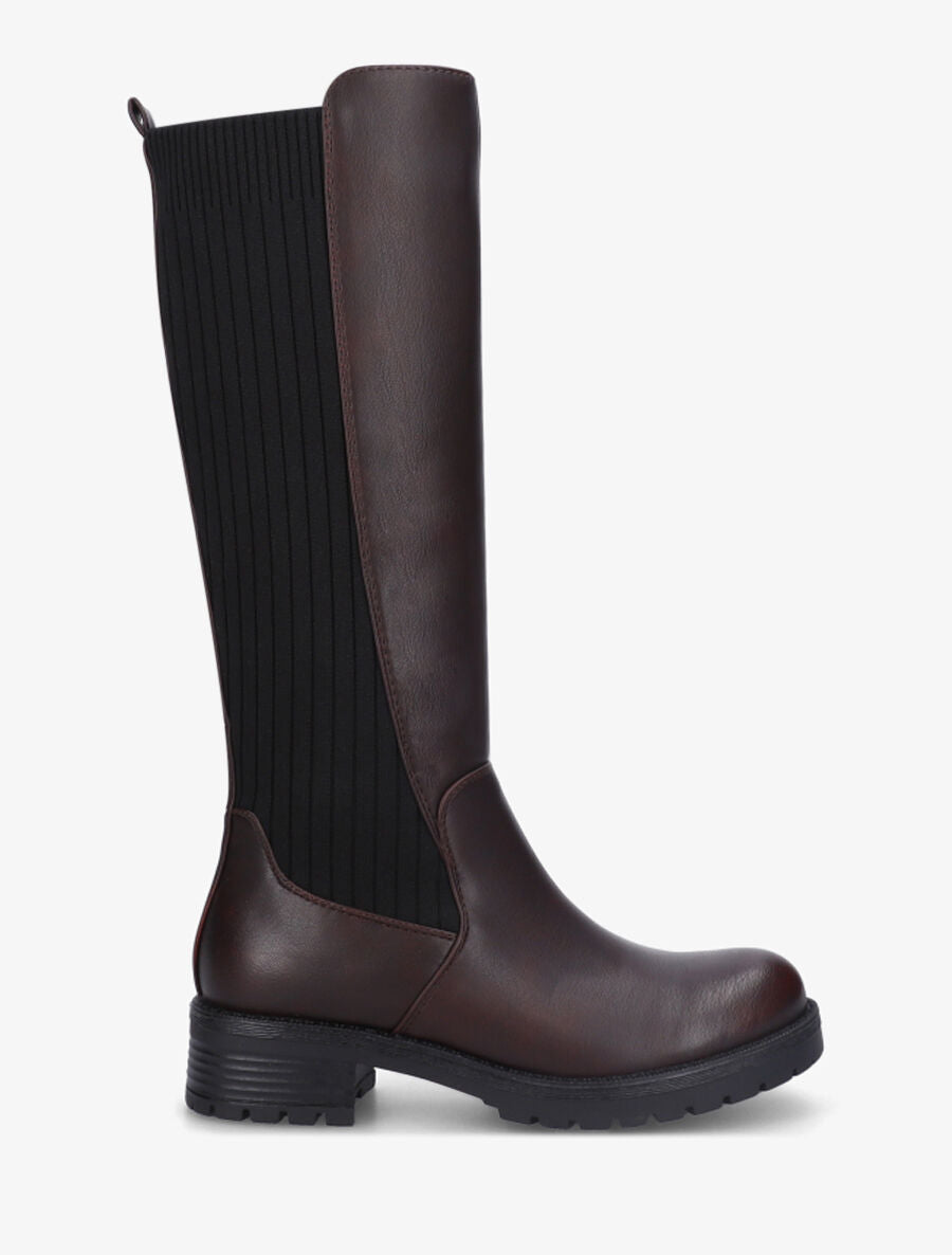 Bottes unies bi-matière - Marron - 1