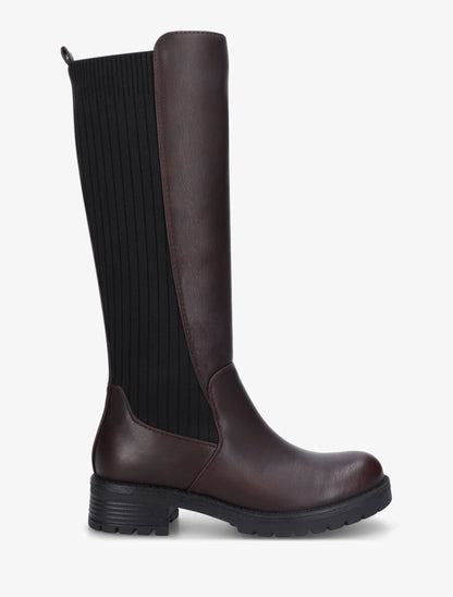 Bottes unies bi-matière - Marron - 1