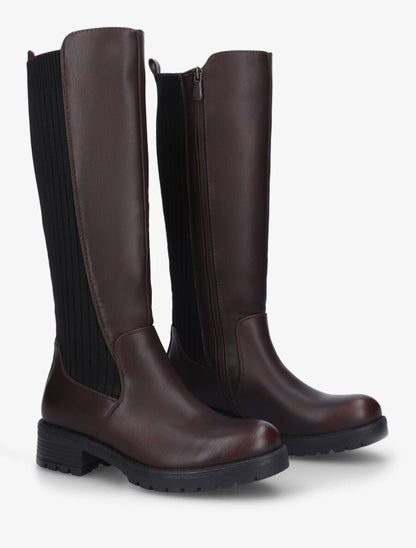 Bottes unies bi-matière - Marron - 4