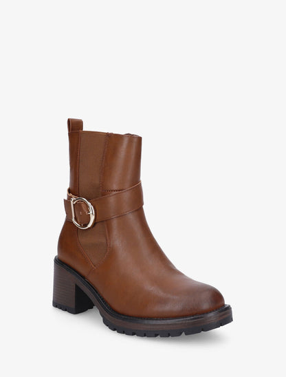 Bottines montantes élastiquées en simili - Camel - 2