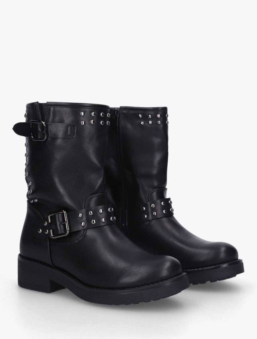 Bottines en simili cloutées - Noir - 4
