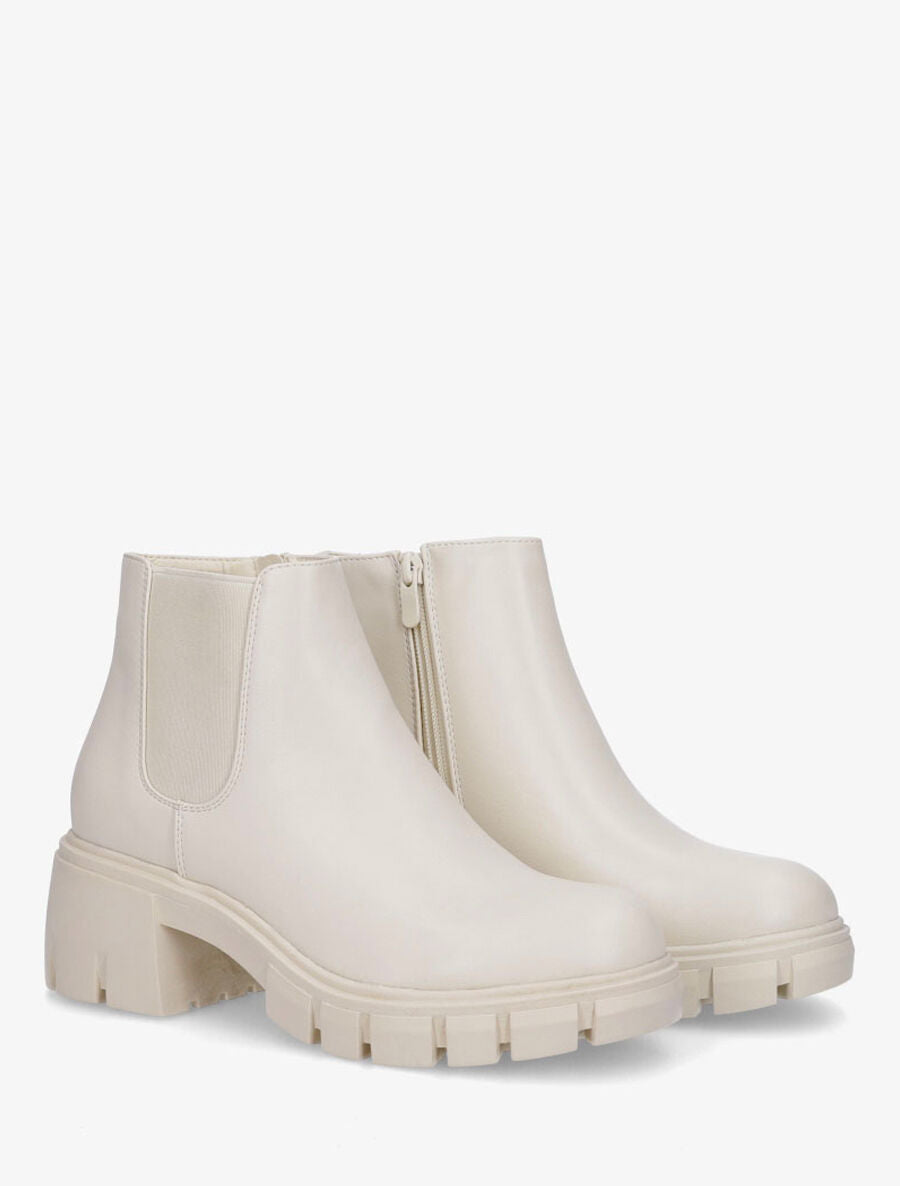 Low boots unies style chelsea - Crème - 4