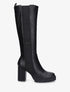 Bottes élastiquées en simili à talon haut - Noir - 1