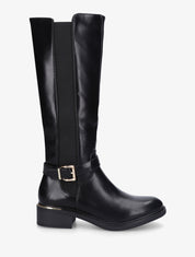 Bottes élastiquées en simili et sanglées - Noir - 5