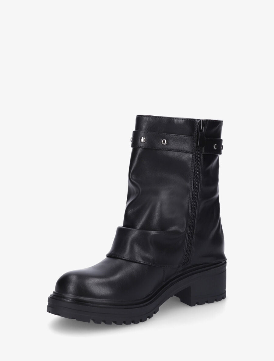 Bottines à revers et empiècement métal - Noir - 3