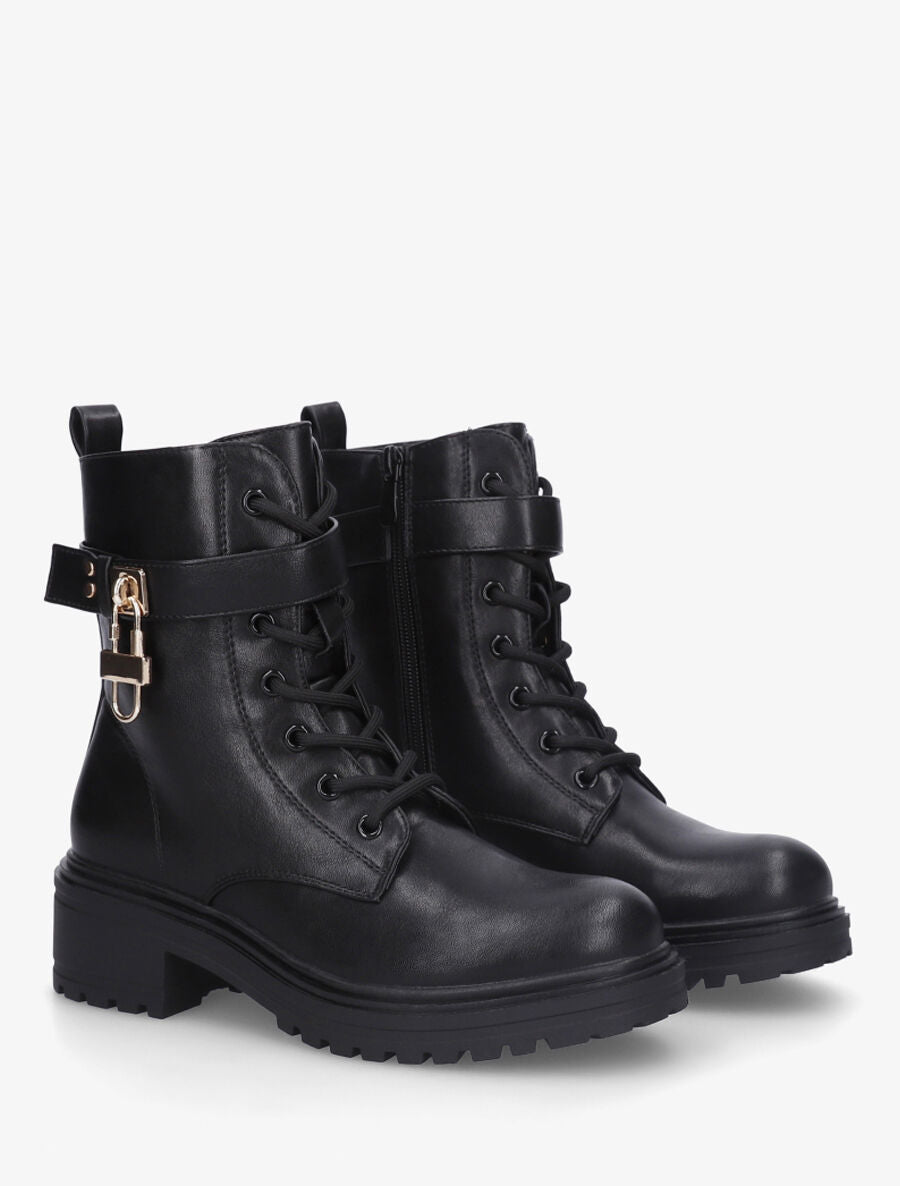 Bottines montantes à empiècement métal - Noir - 4