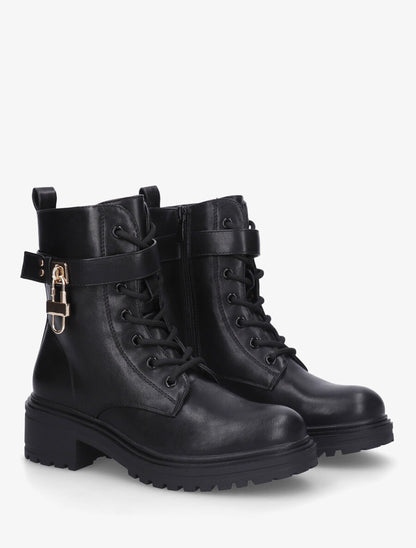 Bottines montantes à empiècement métal - Noir - 4