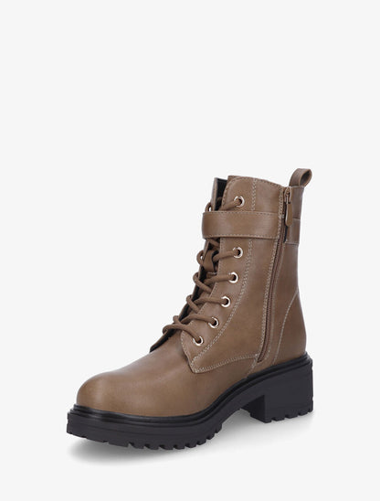 Bottines montantes à empiècement métal - Taupe - 3