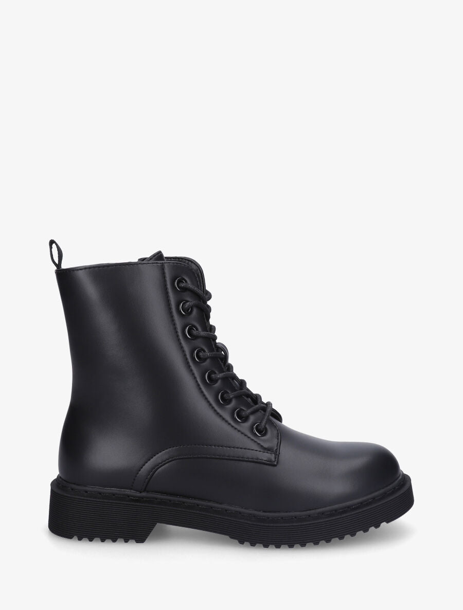 Bottines montantes en simili à lacets - Noir - 5
