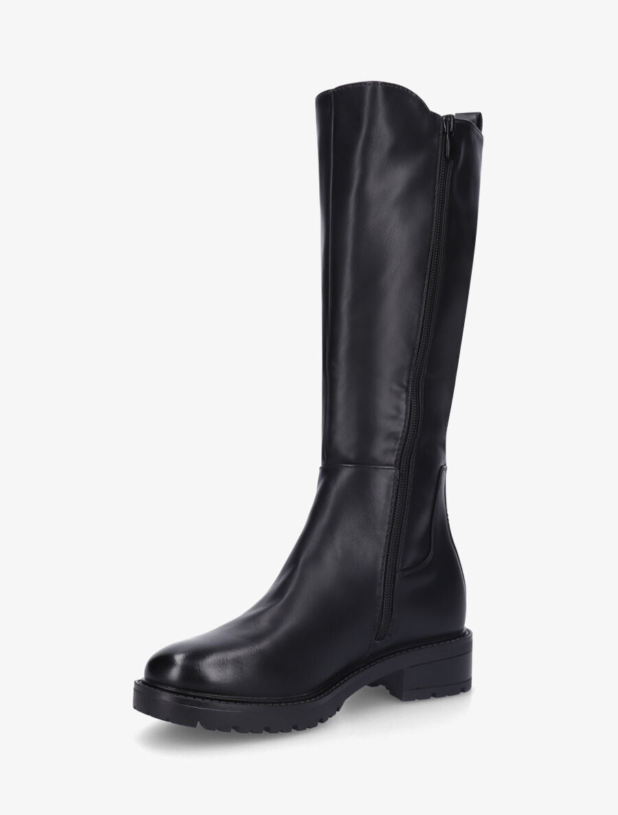 Bottes unies élastiquées à talon et semelle crantés - Noir - 3