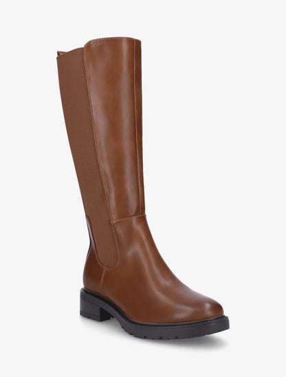 Bottes unies élastiquées à talon et semelle crantés - Camel - 2
