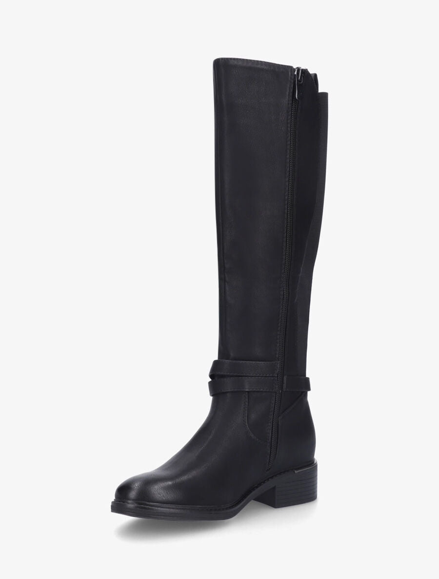 Bottes unies élastiquées à empiècement métal au talon - Noir - 3