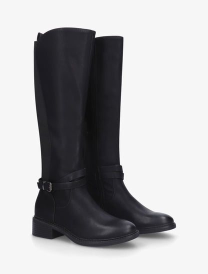 Bottes unies élastiquées à empiècement métal au talon - Noir - 4