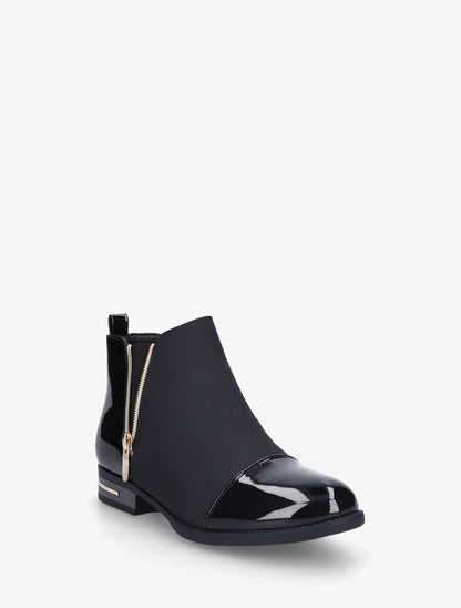 Bottines bi-matière à zip décoratif - Noir - 2