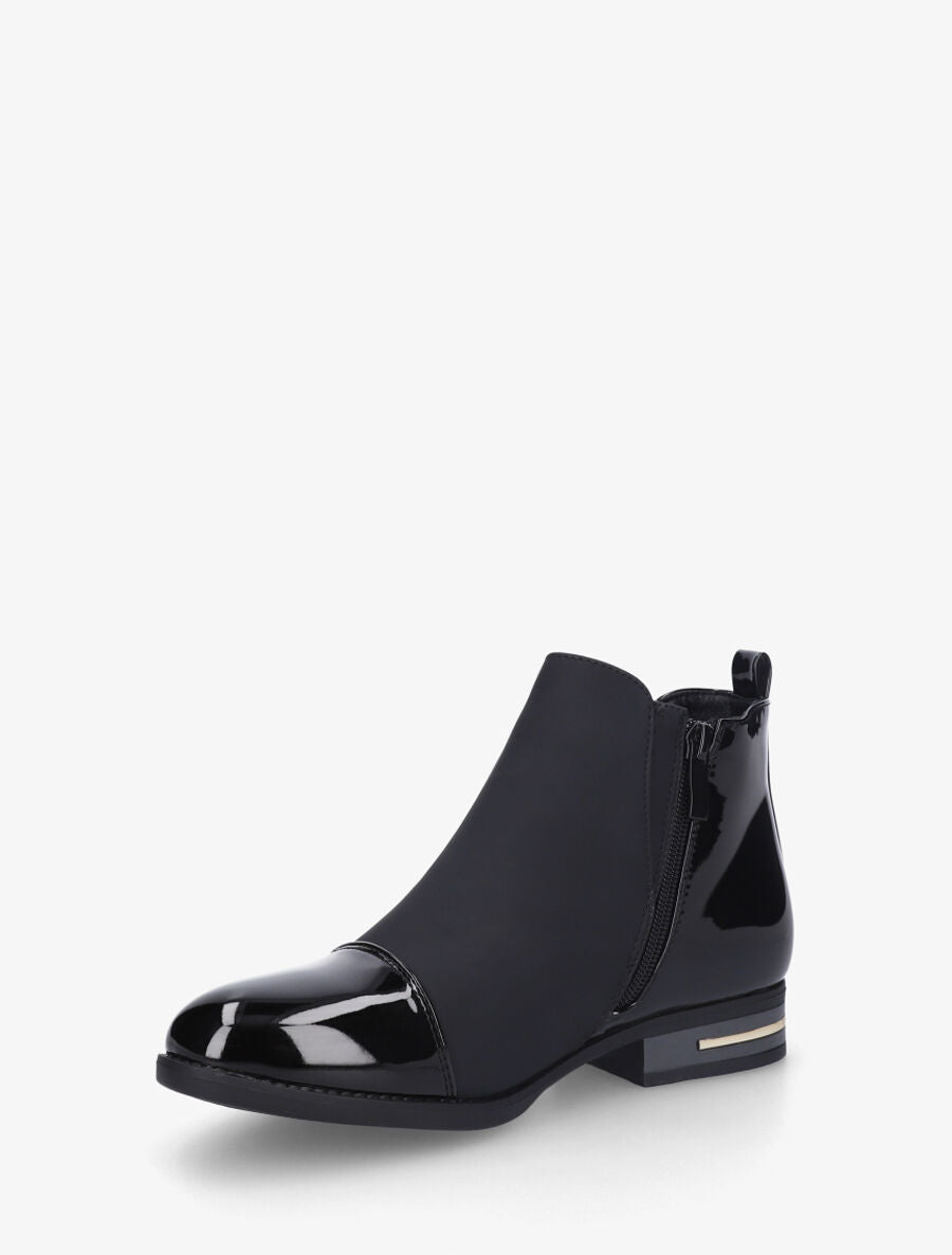 Bottines bi-matière à zip décoratif - Noir - 3