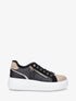 Sneakers unis à zip et bandes pailletées - Noir - 1
