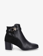 Bottines à talon en simili et suédine - Noir - 1